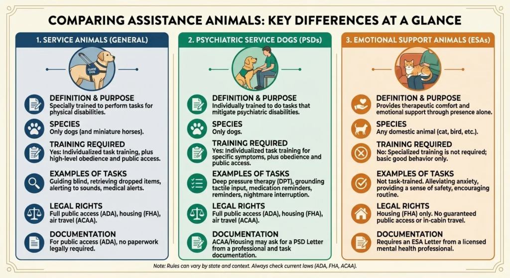 emotional support pets vs service animals