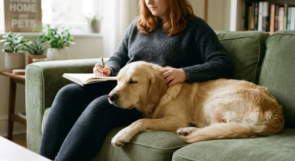 Person receiving emotional pet support