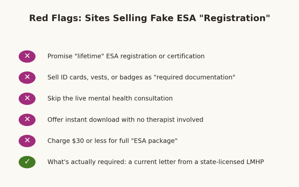 how to spot a fake ESA registration site in 10 seconds.