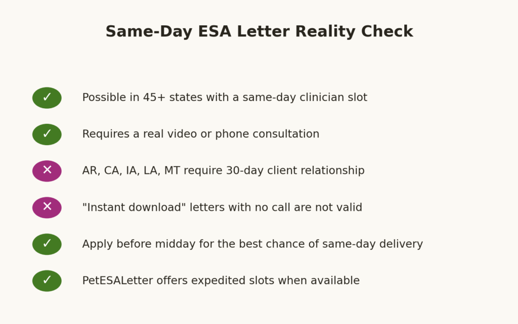 Same-day reality check by state