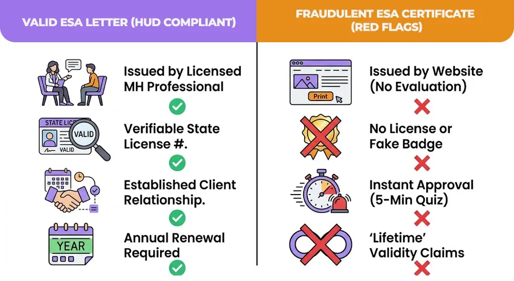 valid esa letter (hud compliant)