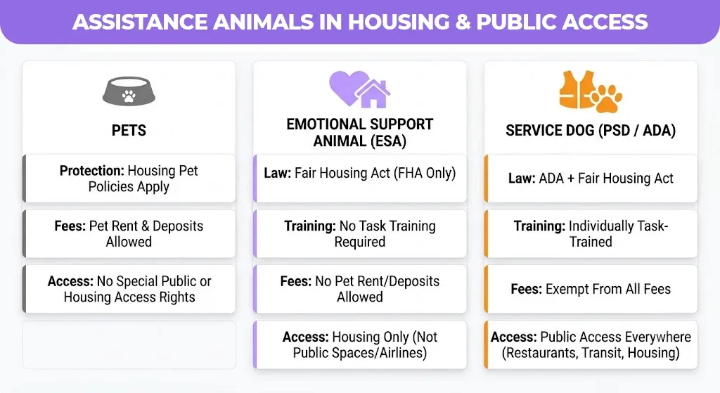 assistance animals in housing & Public access