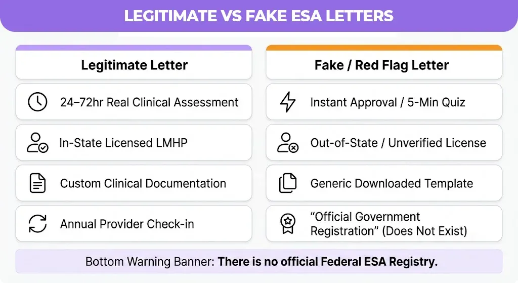 legitimate vs fake esa letters