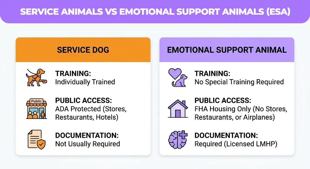service animals vs emotional support animals