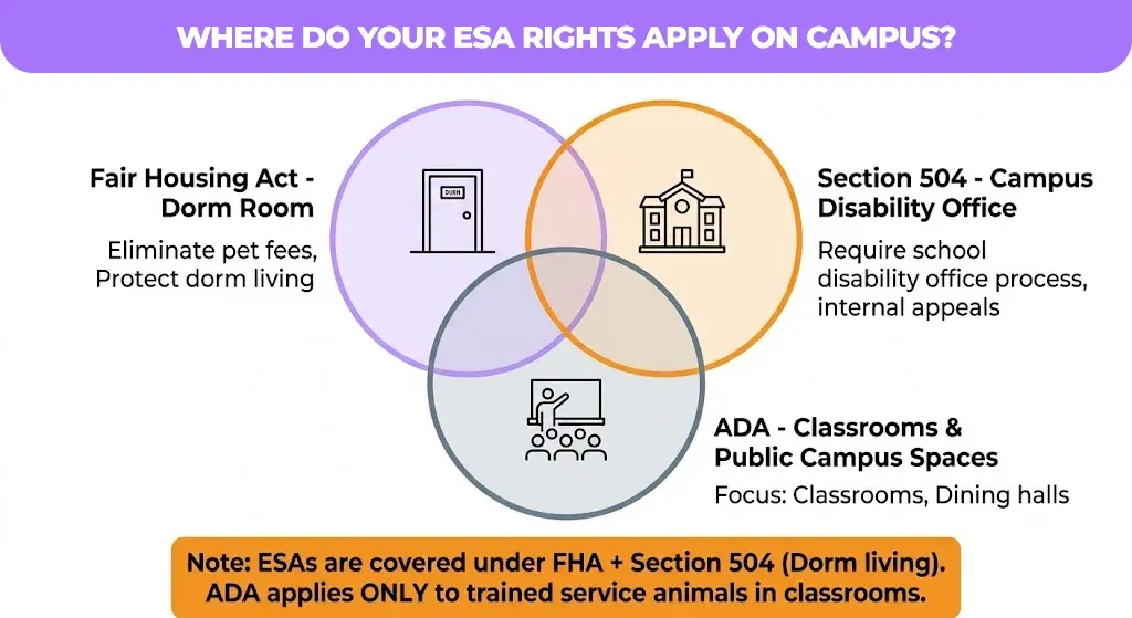 where do your esa rights apply on campus