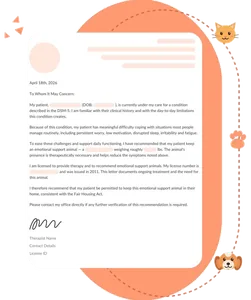 ESA letter Illinois renter with emotional support dog
