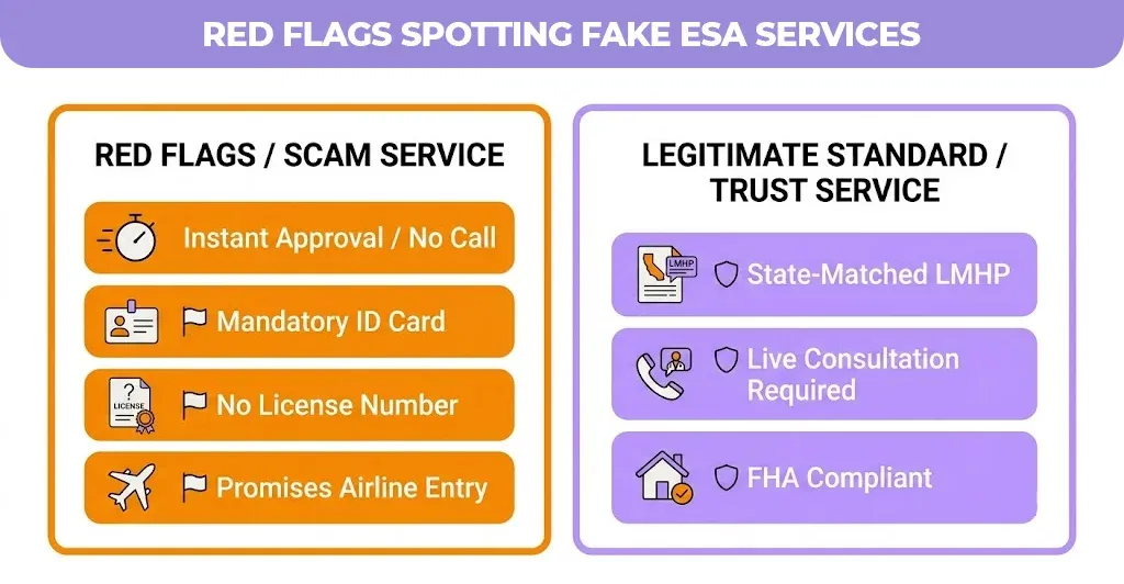 red flags spotting fake esa services