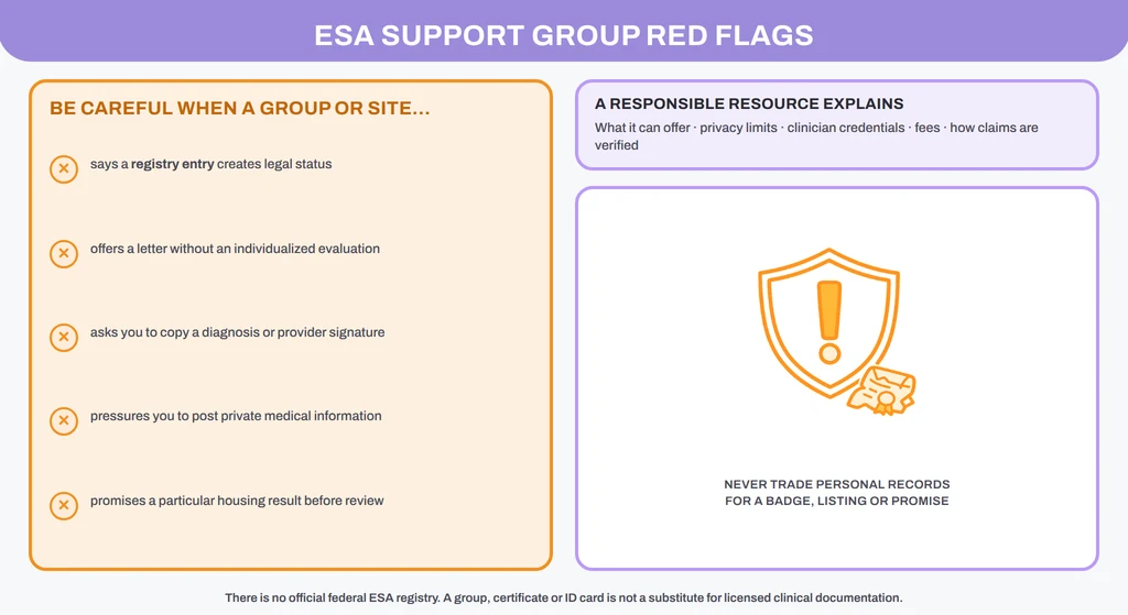 ESA support group and registry red flags to avoid