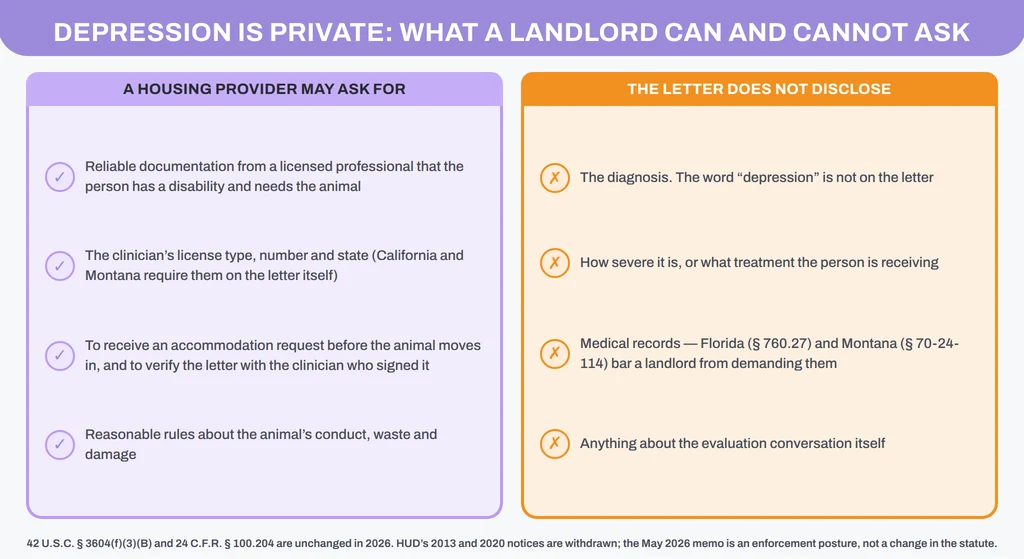 Depression is private: what a housing provider can ask for and what an ESA letter does not disclose