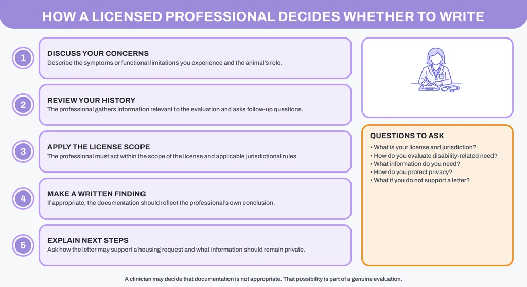 How a licensed clinician evaluates an ESA letter request